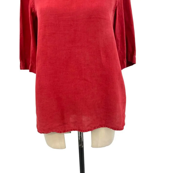 TOAST Shirt Red Natural Linen V-Neck Half Sleeve Top Size XS - Picture 4 of 10